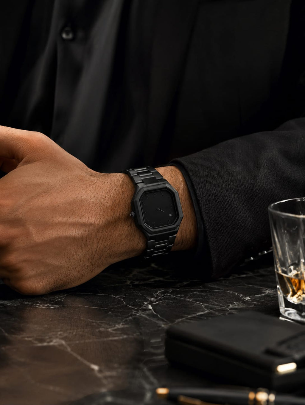 Black aura watch+Date for man
